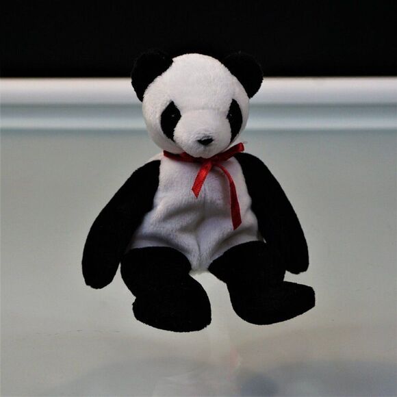 Ty Beanie Babies Fortune The Panda Bear Plush Vintage 1998 NO Paper Tag - Picture 1 of 6